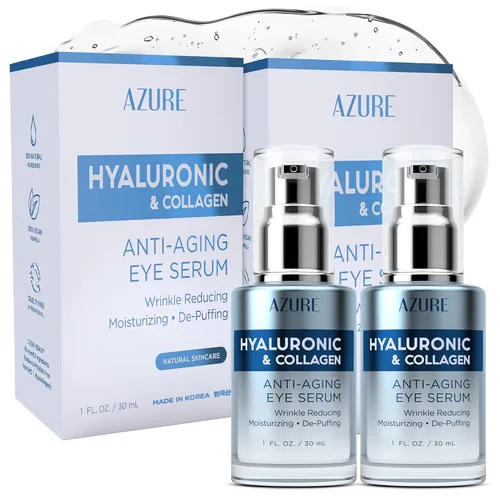 Vista 8 de AZURE Suero hialurónico y colágeno antienvejecimiento para ojos, hidratante, reabastecedor y deshinchado, reduce arrugas, líneas finas y bolsas