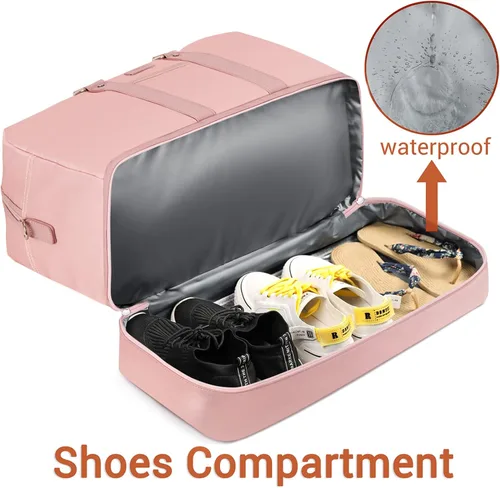Vista 41 de IBFUN Bolsas de fin de semana para mujer, bolsa grande de lona para viaje, bolsa de viaje con compartimento para zapatos, 21 pulgadas, juego de 3