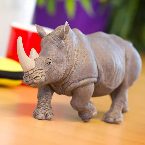 Vista 4 de Safari Ltd. Figura de rinoceronte blanco – Figura detallada de plástico de 12.5 pulgadas – Divertido juguete educativo para niños, niñas y niños a