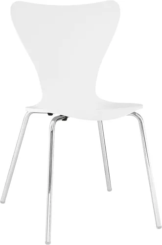Vista 5 de Modway Ernie Mid-Century - Silla apilable de madera moderna para cocina y comedor en color natural Beige