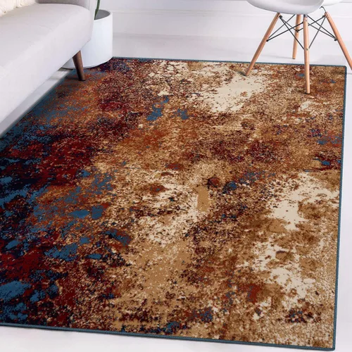 Vista 6 de LUXE WEAVERS Alfombra de Área Moderna Abstracta con Salpicaduras, Azul 5x7 pies