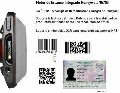 Vista 2 de Robusto 4G LTE Android escáner de código de barras pistola agarre portátil computadora móvil 5 "pantalla táctil con Honeywell N6603 1D 2D lector