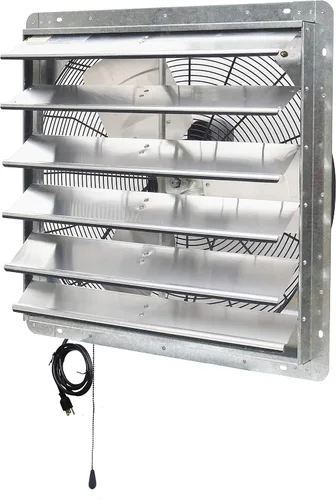 Vista 2 de iLIVING ILG8SF24V-T ventilador de obturador de 24 pulgadas para ático, garaje, cultivo, ventilación con termostato de 2 velocidades, cable de 6 pies