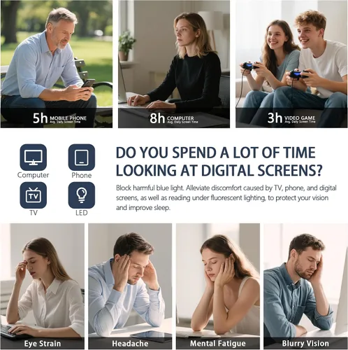 Vista 6 de Gafas de computadora con bloqueo de luz azul para mujer