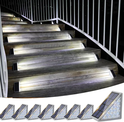Vista 8 de VOLISUN Paquete de 6 luces solares para escaleras, 7 colores fijos, luces solares para escalones al aire libre, impermeables, IP67, luz LED