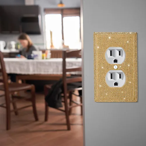 Vista 5 de 2 piezas de cubierta brillante para interruptor de luz brillante, cubierta de interruptor de luz brillante, cubierta de placa de pared con diamantes