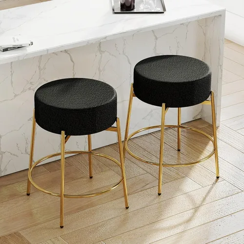 Vista 11 de SoarFlash - Juego de 2 taburetes de bar modernos giratorios, taburetes de barra de 24" Sherpa con asiento giratorio de altura de mostrador