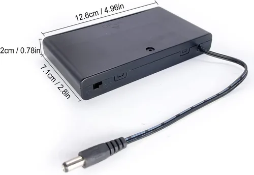Vista 3 de Soporte de batería 8AA, caja de 8 baterías AA, 8 x 1.5V AA caja de soporte de batería 12V con interruptor de encendido/apagado y conector macho DC
