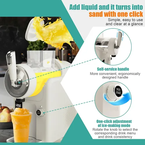 Vista 5 de Máquina de granizado para el hogar, máquina de bebidas frías de 1.8 l con mezcla de 360°, pantalla LED, silenciosa, no necesita hielo, helados Negro