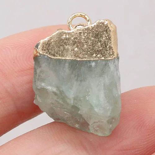 Vista 5 de LHJ 7 colgantes surtidos de piedra natural, colgantes irregulares de cristal crudo con borde dorado, colgantes de gota de ágata de cuarzo a granel
