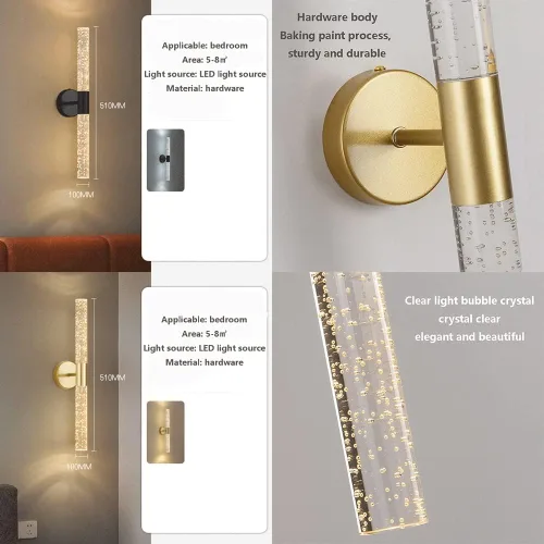 Vista 7 de Aplique de pared de burbujas, lámpara de pared moderna para dormitorio, lámpara LED de montaje en pared, linterna de pared interior con vidrio