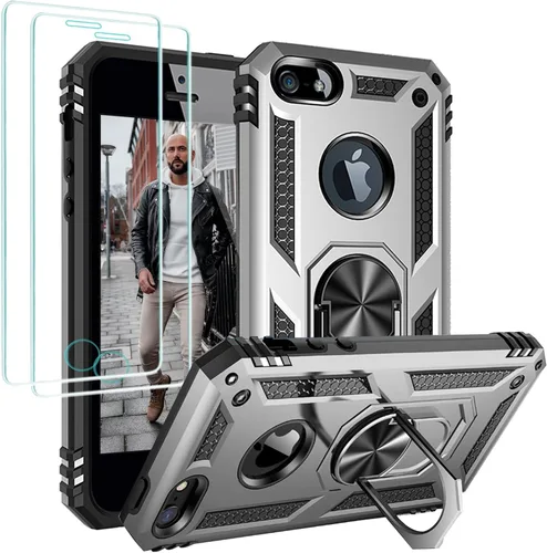 Vista 17 de Jeylly Funda para iPhone SE/Funda para iPhone 5S, Exterior de Plástico Duro que Absorbe Golpes + Interior de Silicona de Goma Defensor contra