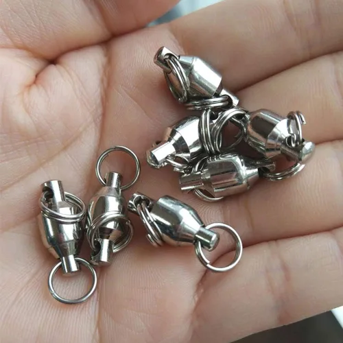 Vista 5 de 25/50pcs Ball Bearing Swivel Fishing Stainless Split Ring Fish Hooks Connectors for Saltwater 7LB-132LB