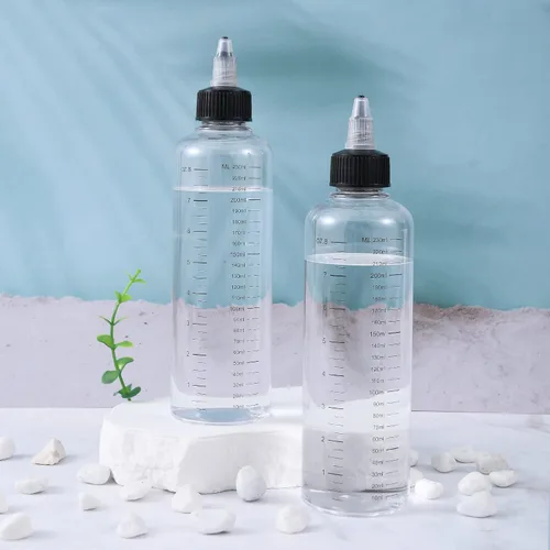 Vista 6 de driew Botellas aplicadoras para el cabello, botella exprimible de 16.9 onzas para líquidos, tapa de punta superior con relación graduada, aplicador