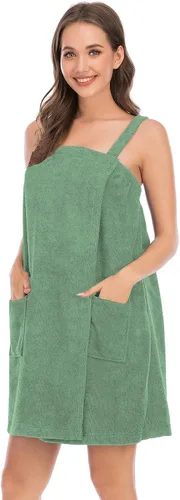 Vista 95 de Veseacky Toalla de baño para mujer con bolsillo, bata de spa ajustable y diadema facial