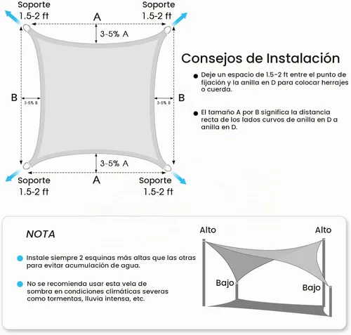 Vista 5 de VICLLAX Tela para Sombra Panel Cuadrado Rectangular Triangular Vela de Sombra Solar con 12 Colores Disponibles para Pérgola, Porche Delantero, Patio