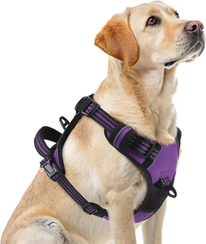 Vista 10 de PUPTECK Arnés táctico sin tirones para perro, tamaño mediano, arnés reflectante ajustable con asa para perro, de fácil control, cómodo y suave