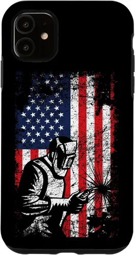 Vista 8 de Welder Gifts - Funda de soldadura patriótica con bandera estadounidense para iPhone 17