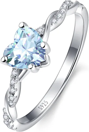Vista 14 de Yaresul Anillo de promesa de corazón de 1.25 quilates para mujer, anillos Plata de ley 925 de zafiro creado
