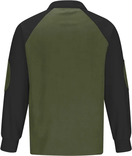 Vista 4 de Comigeewa Sudadera con capucha para hombre cuello alto botones Color Patchwork sudaderas manga larga ropa deportiva holgada