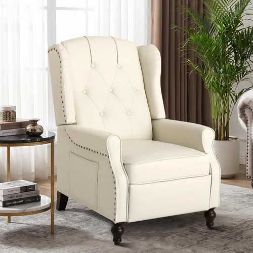 Vista 11 de Silla Wingback con masaje y calor, silla reclinable de tela copetuda, silla reclinable con respaldo de ala con control remoto, cojín acolchado