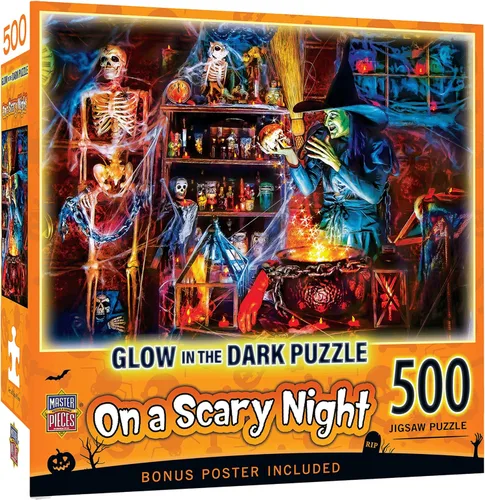 Vista 12 de MasterPieces Rompecabezas de Halloween de 500 piezas que brillan en la oscuridad – All Hallow's Eve – 15 x 21 pulgadas