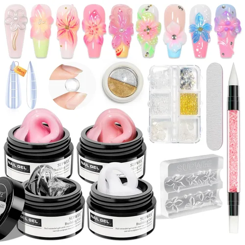 Vista 25 de Gel Constructor Sólido para Uñas - Gel de Arte de Uñas 3D Claro Transparente Antiadherente para Manos para Tallado, Moldeado, Patrones