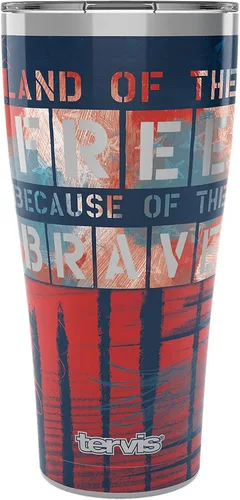 Vista 10 de Tervis Vaso aislado de doble pared Home of the Free Because of the Brave Eagle fabricado en Estados Unidos mantiene las bebidas frías y calientes