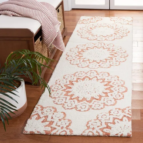 Vista 3 de SAFAVIEH Blossom Collection - Alfombra decorativa, 2 x 3 pies, color marfil y beige, lana hecha a mano, ideal para zonas de alto tráfico en entrada