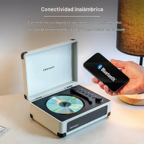 Vista 5 de Crosley CR3505DP-WF Reproductor de CD Cruiser, granja blanca Casa de campo blanca