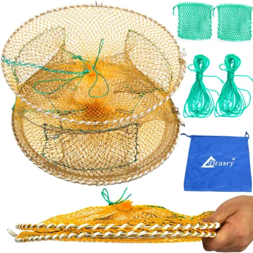 Vista 8 de Crab Trap Bait Lobster Crawfish Shrimp Portable Folded Cast Net Magic Collapsible Fishing Traps Nets Accessories for Blue Crabs