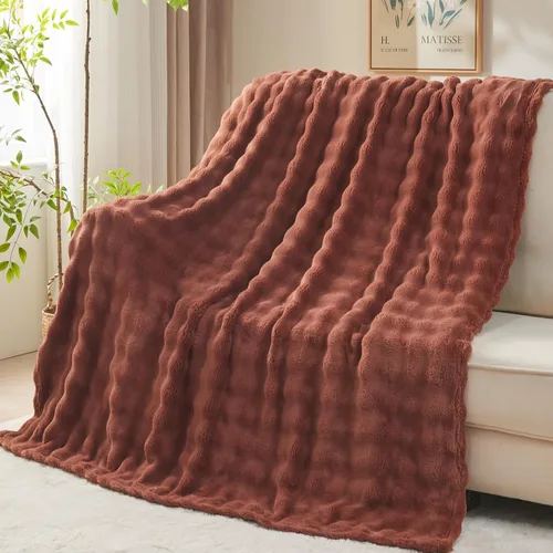 Vista 24 de NEWCOSPLAY Manta para Sofá Aqua Súper Suave de Franela Polar 3D Burbuja Ligera Manta de Cama para Uso en Todas las Estaciones (Aqua, Throw(50"x60"))
