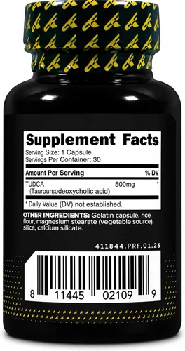 Vista 4 de Primaforce TUDCA (ácido tauroursodesoxicólico) 30 porciones, 500 mg de Tudca por porción Sales biliares de alta calidad, sin gluten, suplemento