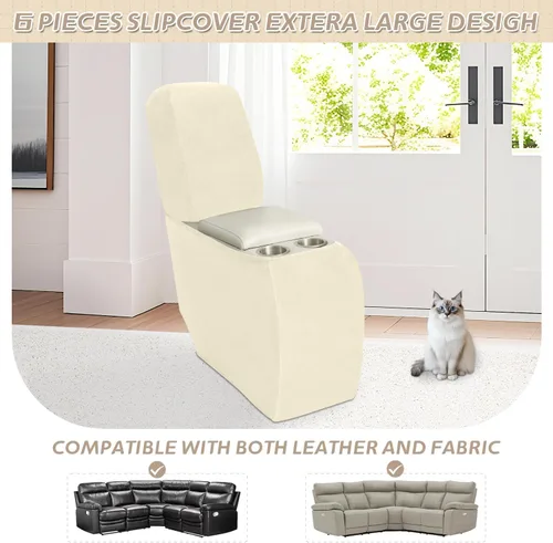 Vista 3 de Arfntevss Fundas de sofá seccional reclinable de terciopelo, Funda de sofá seccional de esquina para sofá reclinable, Funda elástica suave
