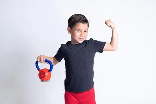 Vista 5 de WOD Toys Kettle Kid - Pesa rusa roja, segura y duradera, juguete de levantamiento de pesas para niños, fitness, gimnasio para niños