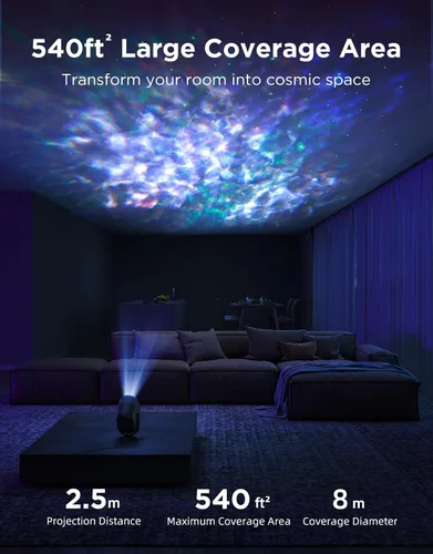 Vista 4 de Govee Luces de proyector de estrellas, efecto nebulosa colorida de 7 zonas, compatible con Matter, cobertura de 540 pies², luces de techo LED