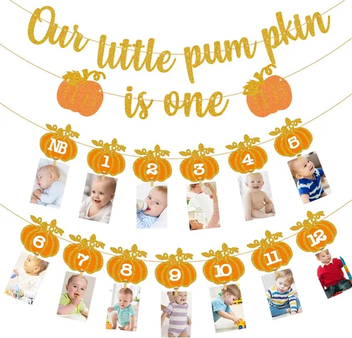 Vista 9 de Cartel de fotos de Navidad para el primer cumpleaños, pancarta de fotos con purpurina para recién nacidos a 12 meses, fotografía de hitos mensuales