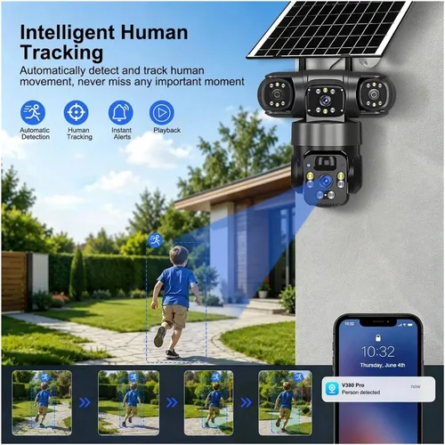 Vista 3 de Cámara de seguridad solar para exteriores de triple lente 4G 32GB