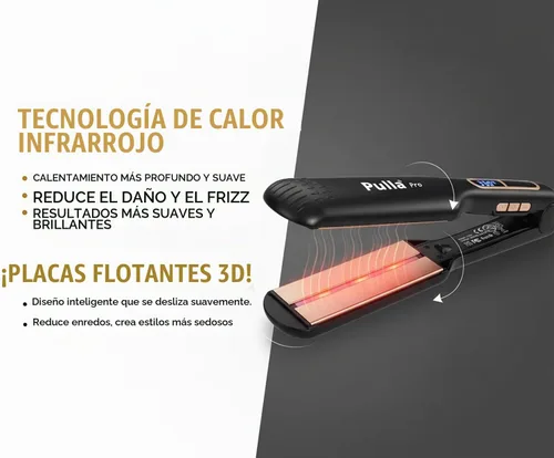 Vista 3 de Pulla - Plancha de pelo de cerámica de 2 pulgadas de ancho con tecnología infrarroja 25s Fast Heat Dual Voltage for Travel 230–450°F Temp
