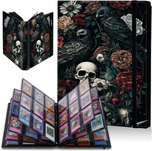 Vista 9 de Carpeta de tarjetas de gato negro y luna, 9 bolsillos para álbum de tarjetas intercambiables, carga lateral, 360 bolsillos, tarjetero de poliuretano