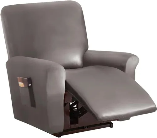 Vista 33 de Vctops - Funda elástica de 6 piezas para sofá biplaza reclinable, de cuero sintético impermeable, protector de muebles antideslizante con borde Negro