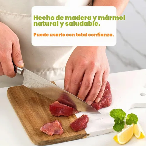 Vista 5 de Resafy Tabla de cortar de madera de acacia, tabla de cortar con bloque de carnicero, para tallar queso, para servir, adecuada para cocina