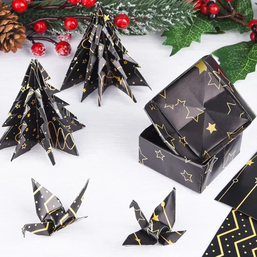 Vista 4 de MIAHART Juego de 45 hojas de papel con patrón de Feliz Navidad, 10 diseños, papel decorativo festivo para manualidades de doble cara para hacer