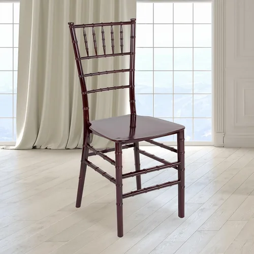 Vista 2 de Flash Furniture Silla Chiavari apilable de resina de caoba serie HERCULES