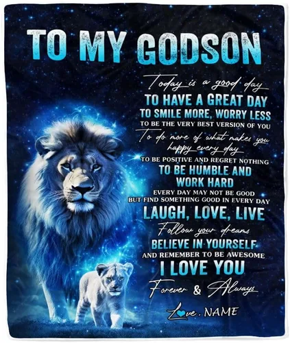 Vista 37 de Manta personalizada con texto en inglés «To My Godson», de Godmother Godmother Wolf Moon, My Love for You is Forever Godson Birthday Christmas