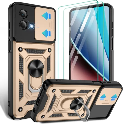 Vista 69 de Gritup Funda para Moto G Stylus 5G-2021 con cubierta deslizante para cámara 1 paquete de protectores de pantalla HD Soporte de metal giratorio