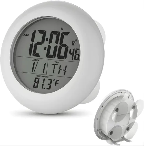 Vista 9 de T-4660 Reloj atómico con ventosa resistente al agua, color plateado