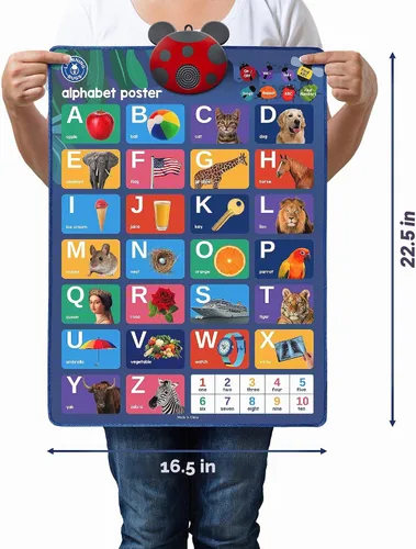 Vista 6 de LEARNING BUGS Póster interactivo de ABC y 123s Talking y gráfico musical de pared, juguete educativo para niños pequeños