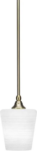 Vista 244 de Toltec Lighting Tallo Colgado Mini colgante, acabado de cobre negro, 3.5" cuadrado humo burbuja vidrio
