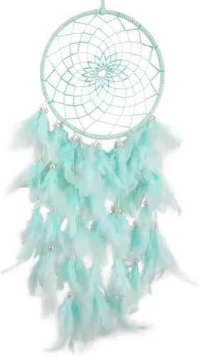 Vista 11 de Atrapasueños marrones, plumas de pollo con perla de cristal, atrapasueños hecho a mano para dormitorio, atrapasueños para niñas, atrapasueños
